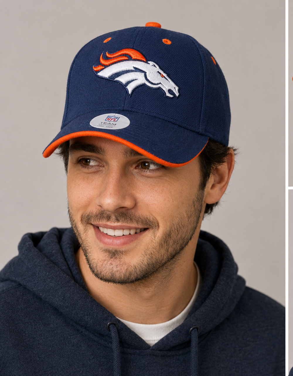 Denver Broncos NFL Team Apparel Adjustable Snapback Cap Navy Orange NWT OSFA
